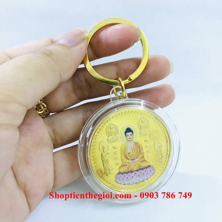 Móc Khóa Xu Phật A Di Đà Và Các Vị Bồ Tát In Màu - SP005277